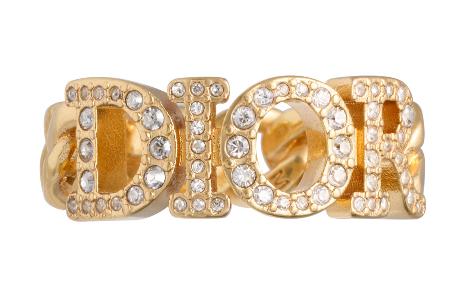 Lookbook (W) 디올 디오레볼루션 화이트 크리스탈 로고 메탈 반지. R1140DVOCYD301