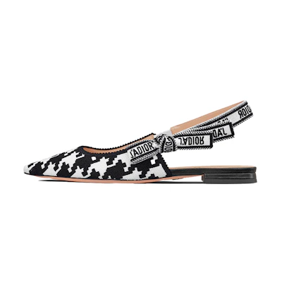 (W) Dior J'Adior 'Houndstooth Slingback Flats' 'Black'