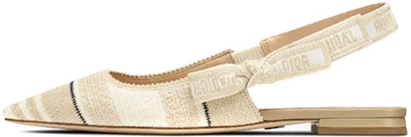 (Women) Dior J'Adior Embroidered Cotton Flats 'Beige' KCB660STE_S16T (Women) Dior J'Adior Embroidered Cotton Flats 'Beige' KCB660STE_S16T