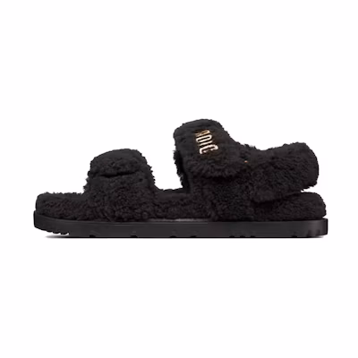 (W) Dior Dioract Sandal 'Black Shearling'