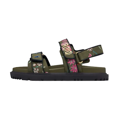 (W) Dior DiorAct Sandal 'Khaki Embroidered Tech Fabric'
