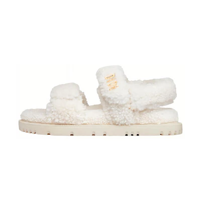 (W) Dior DiorAct Sandals White 'Golden Accents Velcro'