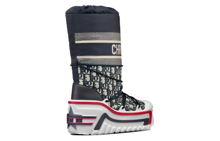 Lookbook DIOR 迪奧 Dioralps 尼龍印花 時尚百搭 戶外休閒雪地鞋 女款 深藍色
