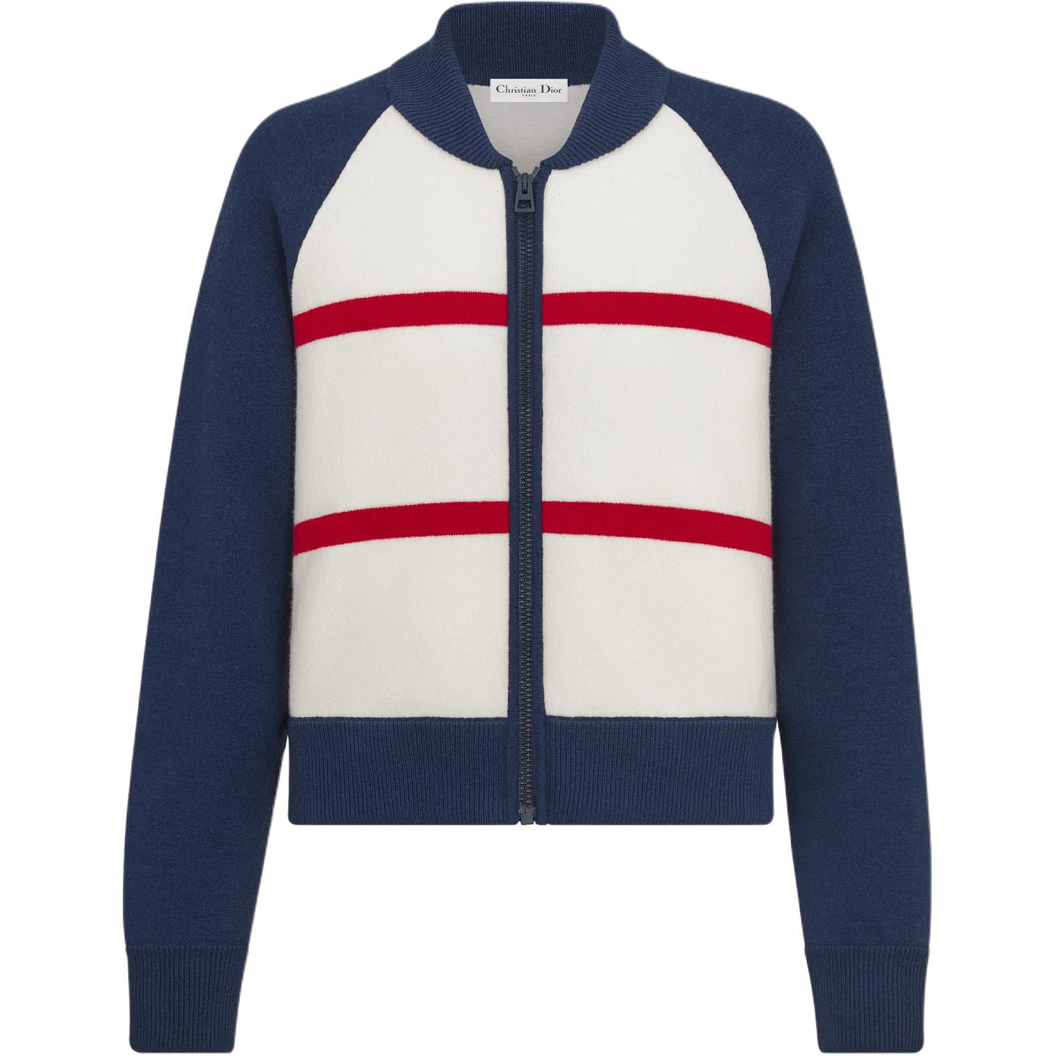 (Women) Dior Dioralps Blue White Colorblock Letter Baseball Jacket 454V50AM091-X0878