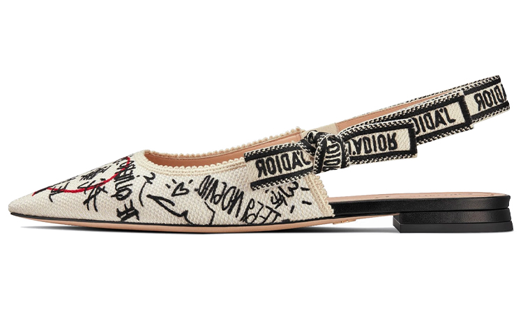 (Women) Dior Dioramour Flat 'Graffiti Pattern - Cream' KCB668DGE_S10W