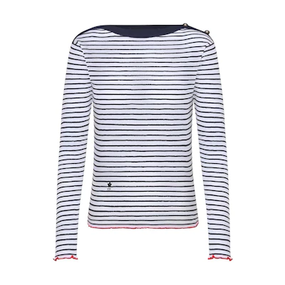(Women) DIOR Dioriviera Striped Crewneck Sweater Long Sleeve White 444S97AM785-X5883