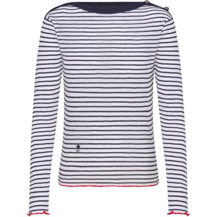Order (W) DIOR Dioriviera 條紋圓領長袖針織衫 白色 444S97AM785-X5883