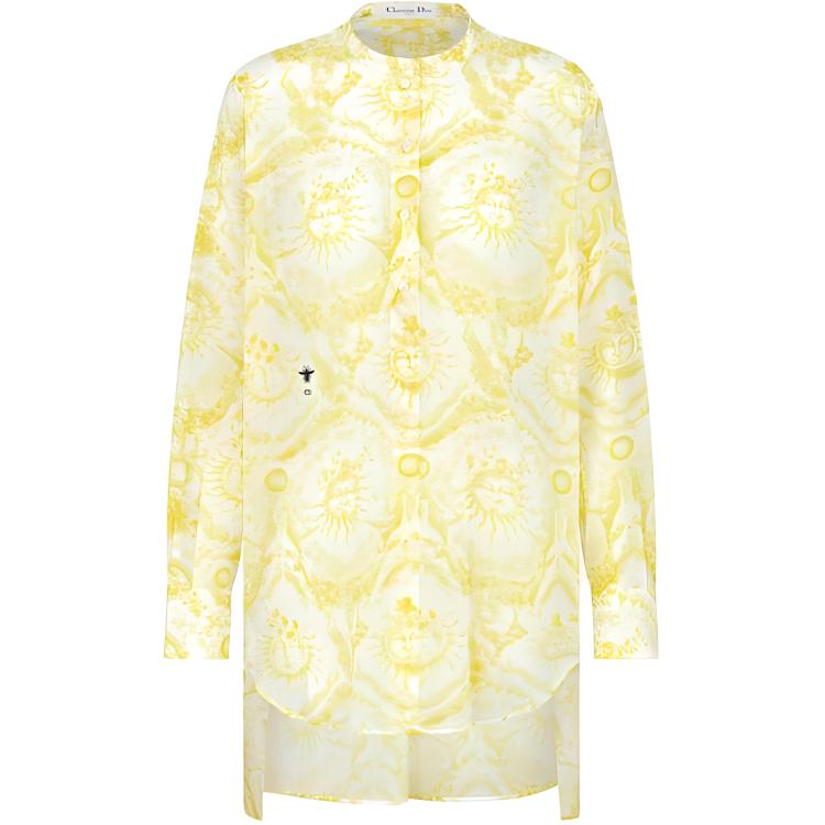 (Women) DIOR DIORIVIERA FW23 Lemon Yellow Pattern Long-Sleeve Mid-Length Shirt Women 421B54A3817-X0862