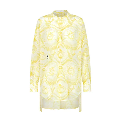 (Women) DIOR DIORIVIERA FW23 Lemon Yellow Pattern Long-Sleeve Mid-Length Shirt Women 421B54A3817-X0862