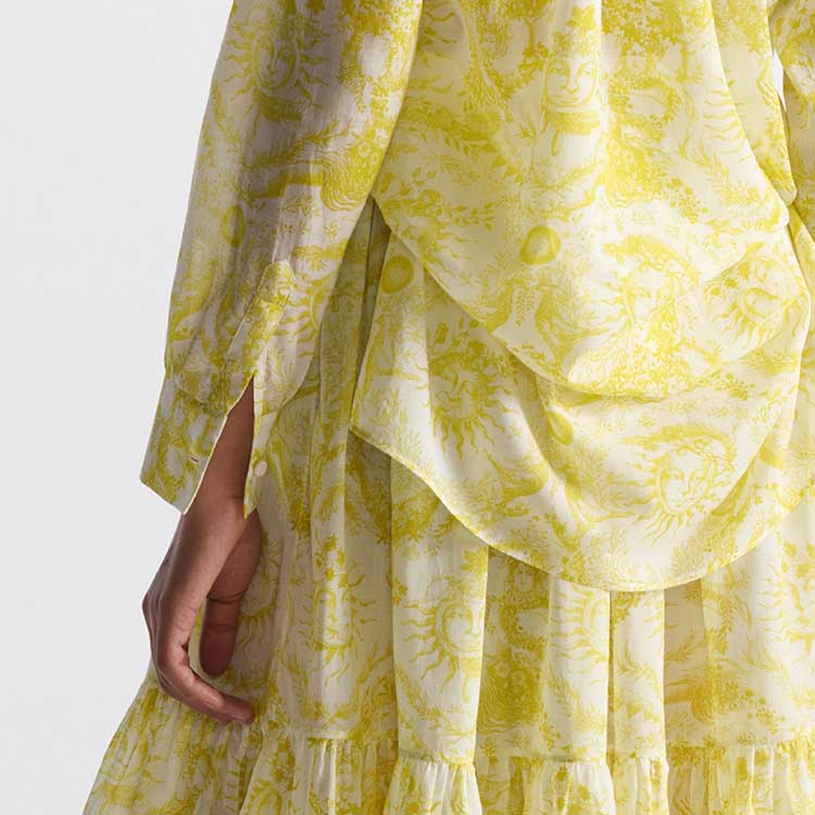 Cheap (W) DIOR DIORIVIERA FW23 柠檬黄图案女士长袖中长款衬衫 421B54A3817-X0862