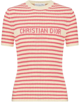(Women) DIOR Dioriviera FW24 Candy Pink Logo Striped Knit Slim Fit Tee. 444S15AM779-X4844 Buy (Women) DIOR Dioriviera FW24 Candy Pink Logo Striped Knit Slim Fit Tee. 444S15AM779-X4844