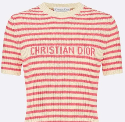 (Women) DIOR Dioriviera FW24 Candy Pink Logo Striped Knit Slim Fit Tee. 444S15AM779-X4844 Purchase (Women) DIOR Dioriviera FW24 Candy Pink Logo Striped Knit Slim Fit Tee. 444S15AM779-X4844