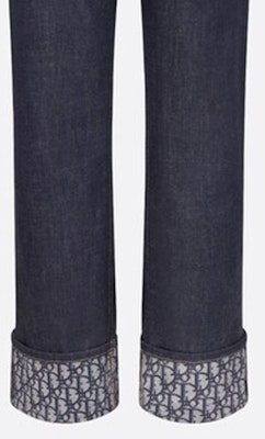 (W) Dior Dioriviera FW24 Oblique Print Jeans Wanita Biru Potongan Lurus 442P31A3161-X5461 Details for (W) Dior Dioriviera FW24 Oblique Print Jeans Wanita Biru Potongan Lurus 442P31A3161-X5461