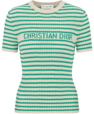 (W) 디올 디오리비에르 FW24 스트라이프 로고 슬림 니트 반팔 탑 여성 블루 444S15AM779-X6864 Order (W) 디올 디오리비에르 FW24 스트라이프 로고 슬림 니트 반팔 탑 여성 블루 444S15AM779-X6864