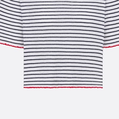 (W) DIOR DIORIVIERA FW24 條紋V領修身針織上衣海軍藍毛衣. 444S67AM785-X5883 Details for (W) DIOR DIORIVIERA FW24 條紋V領修身針織上衣海軍藍毛衣. 444S67AM785-X5883