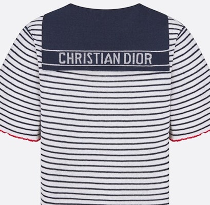 (W) DIOR DIORIVIERA FW24 條紋V領修身針織上衣海軍藍毛衣. 444S67AM785-X5883 Cheap (W) DIOR DIORIVIERA FW24 條紋V領修身針織上衣海軍藍毛衣. 444S67AM785-X5883