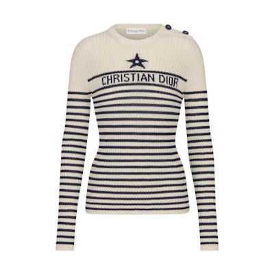 (Women) DIOR Dioriviera Striped Logo Knit Pullover Sweater for Women. 244S10AM730-X5801