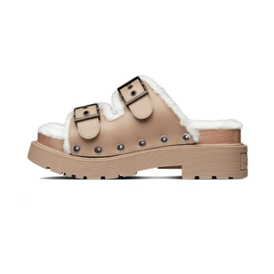 (W) Dior Diorquake Leather Studded Sandal 'Light Brown'