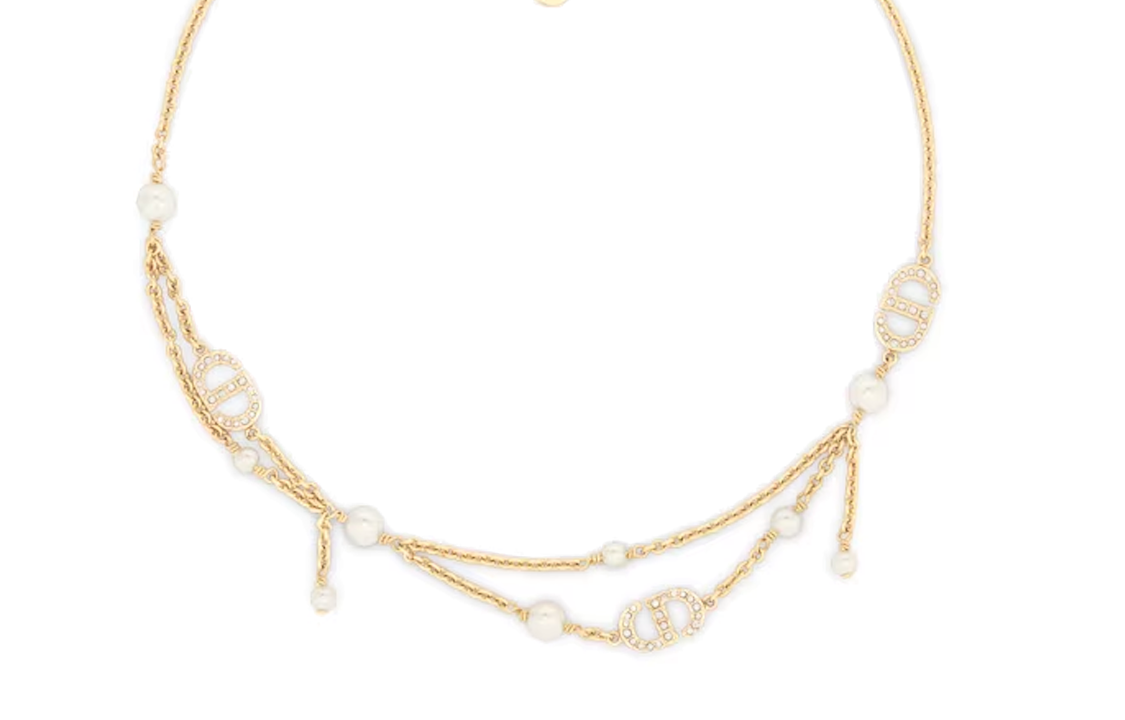 (Women) DIOR Double Chain Gold Necklace with Metal, Resin, and Faux Crystals for Women. N2701WOMCYD03S 圖 2