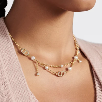 (Women) DIOR Double Chain Gold Necklace with Metal, Resin, and Faux Crystals for Women. N2701WOMCYD03S Shop (Women) DIOR Double Chain Gold Necklace with Metal, Resin, and Faux Crystals for Women. N2701WOMCYD03S