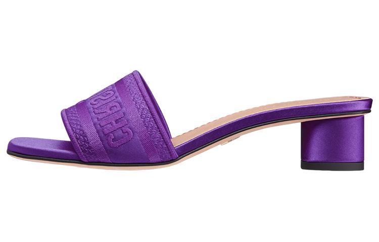 Buy (W) Dior Dway Mules à Talons 3.5cm en Toile Brodée Logo Violet KCQ858SBS_S15V