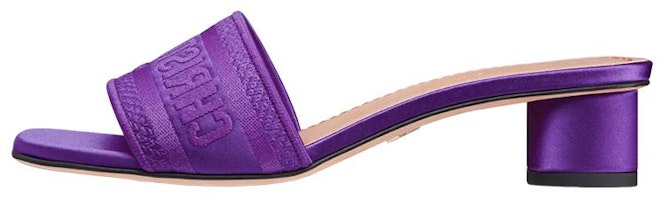 (Women) Dior Dway Embroidered Canvas 'Purple Logo' Heeled Slide 3.5cm KCQ858SBS_S15V (Women) Dior Dway Embroidered Canvas 'Purple Logo' Heeled Slide 3.5cm KCQ858SBS_S15V