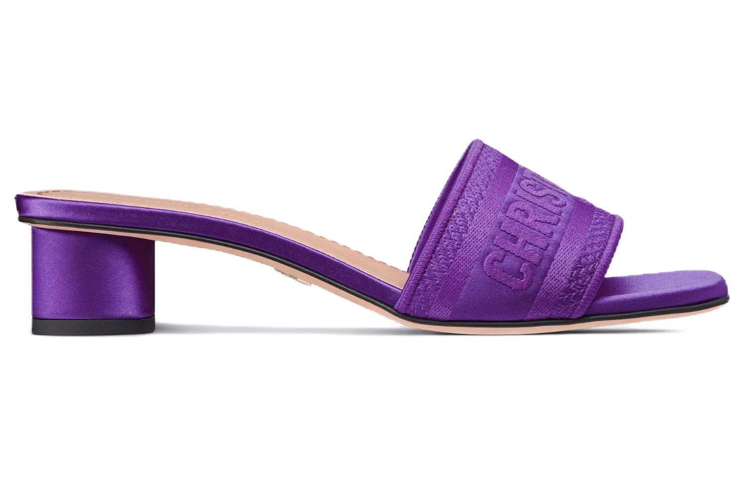 Order (W) Dior Dway Mules à Talons 3.5cm en Toile Brodée Logo Violet KCQ858SBS_S15V