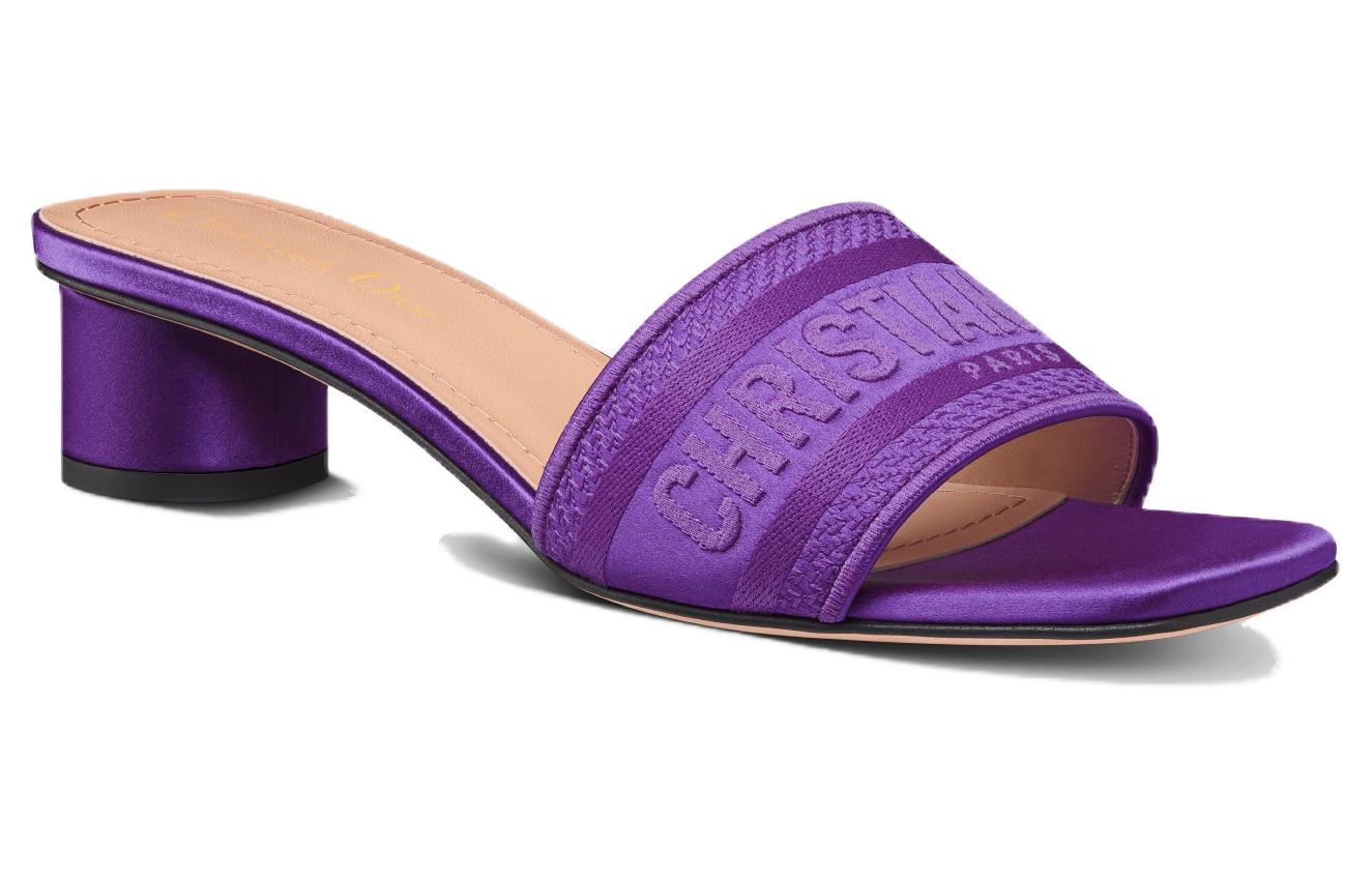 Lookbook (W) Dior Dway Mules à Talons 3.5cm en Toile Brodée Logo Violet KCQ858SBS_S15V