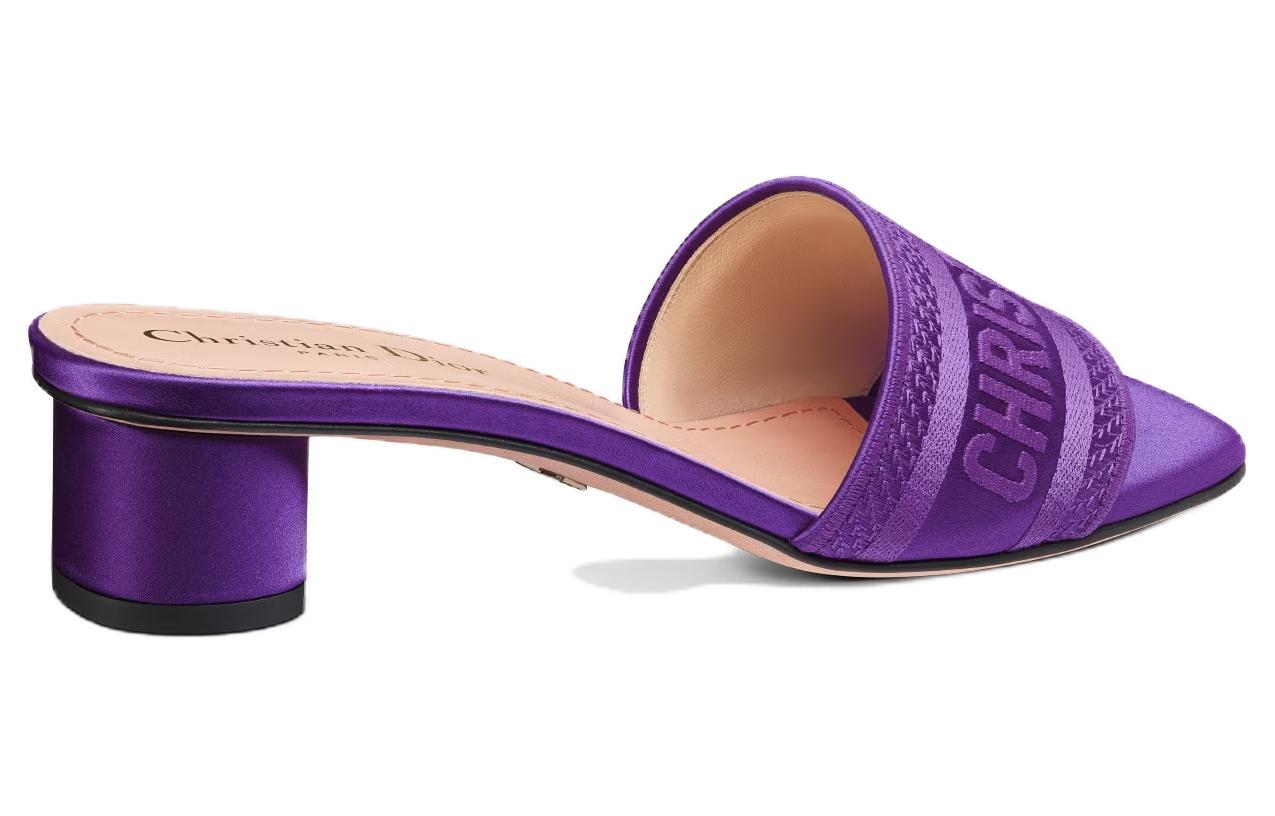 Purchase (W) Dior Dway Mules à Talons 3.5cm en Toile Brodée Logo Violet KCQ858SBS_S15V