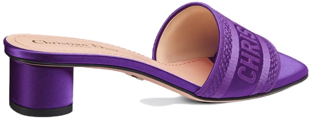 (Women) Dior Dway Embroidered Canvas 'Purple Logo' Heeled Slide 3.5cm KCQ858SBS_S15V Purchase (Women) Dior Dway Embroidered Canvas 'Purple Logo' Heeled Slide 3.5cm KCQ858SBS_S15V