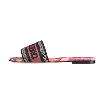 (W) Dior Dway Embroidered Canvas Flat Slide 'Pink'