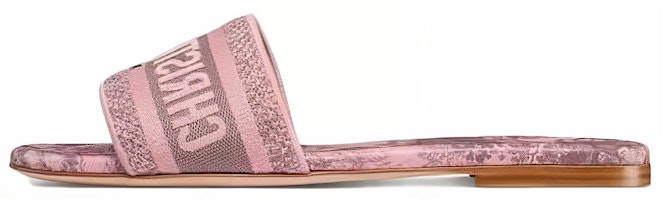 (Women) Dior Dway Embroidered Canvas Flat Slide 'Pink' KCQ209TJE_S62P (Women) Dior Dway Embroidered Canvas Flat Slide 'Pink' KCQ209TJE_S62P
