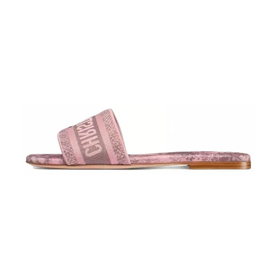 (W) Dior Dway Embroidered Canvas Flat Slide 'Pink'