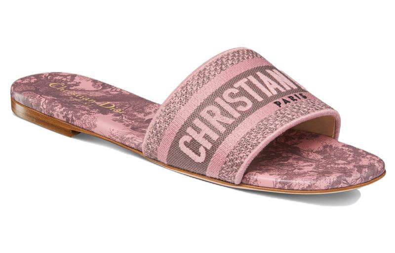 Order (W) Dior Dway Sandal Bersulam Kanvas Datar ‘Pink’ KCQ209TJE_S62P