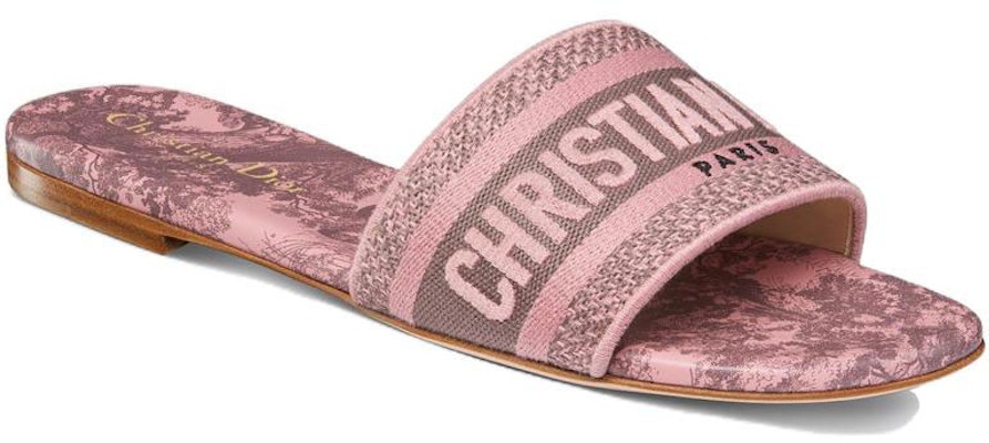(Women) Dior Dway Embroidered Canvas Flat Slide 'Pink' KCQ209TJE_S62P Order (Women) Dior Dway Embroidered Canvas Flat Slide 'Pink' KCQ209TJE_S62P