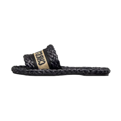 (W) Dior Dway Embroidered Canvas Slide 'Black'