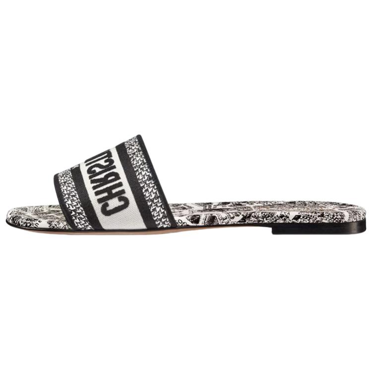 (Women) Dior Dway Embroidered Canvas Slide 'Black White' KCQ209KPY_S15W