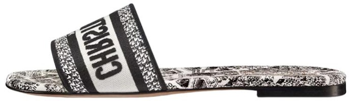 (Women) Dior Dway Embroidered Canvas Slide 'Black White' KCQ209KPY_S15W (Women) Dior Dway Embroidered Canvas Slide 'Black White' KCQ209KPY_S15W