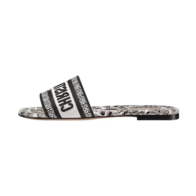 (W) Dior Dway Embroidered Canvas Slide 'Black White'