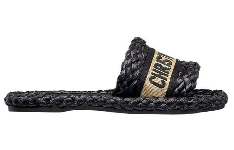 Order (W) 디올 자수 캔버스 슬라이드 "블랙" KCQ844ECJ_S900