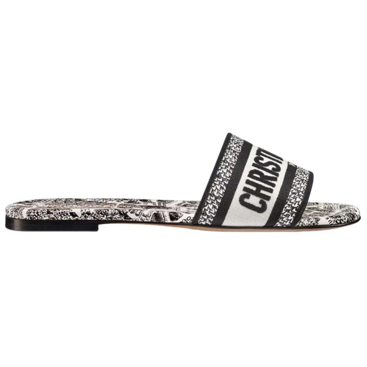 Order (W) Dior Dway Sandal Kanvas Bordir 'Hitam Putih' KCQ209KPY_S15W