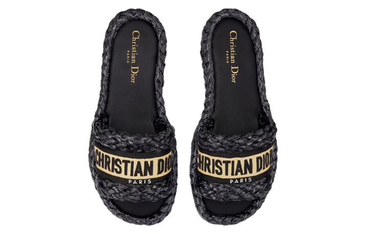 Shop (W) 디올 자수 캔버스 슬라이드 "블랙" KCQ844ECJ_S900