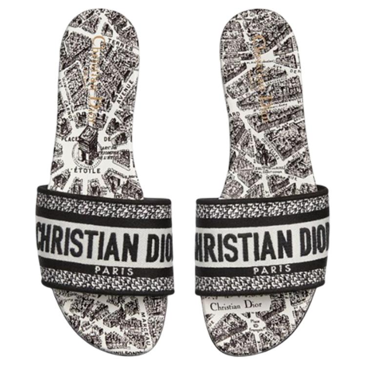 Purchase (W) Dior Dway Sandal Kanvas Bordir 'Hitam Putih' KCQ209KPY_S15W