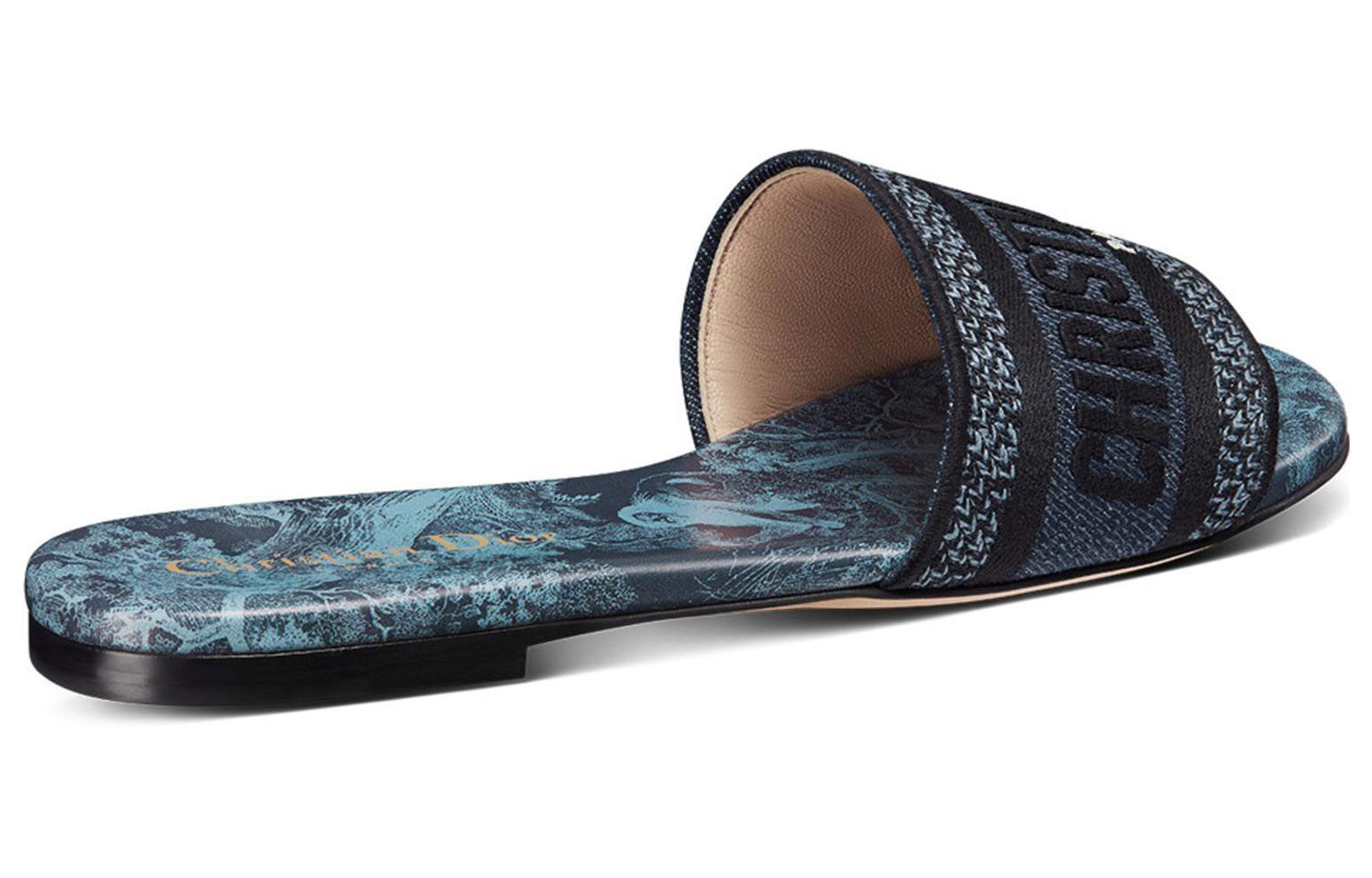 Lookbook (W) 디올 드웨이 자수 캔버스 슬라이드 (블루) KCQ308TJD_S92Z