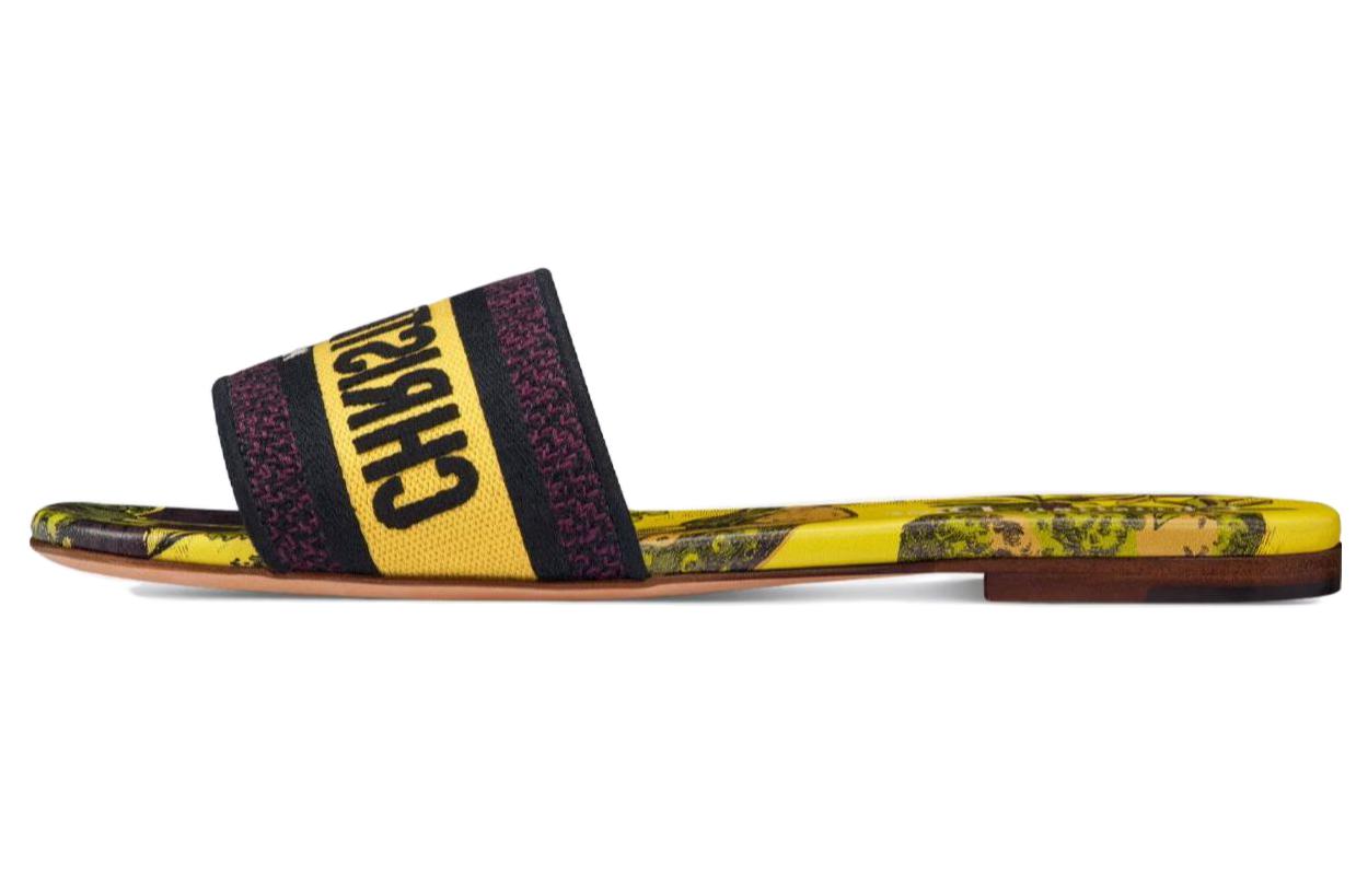 (Women) Dior Dway Embroidered Canvas Slide 'Yellow' KCQ209VOY_S50H