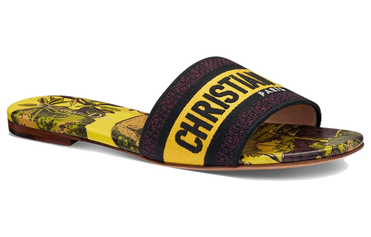 Order (W) Dior Dway Selipar Kanvas Bersulam 'Kuning' KCQ209VOY_S50H