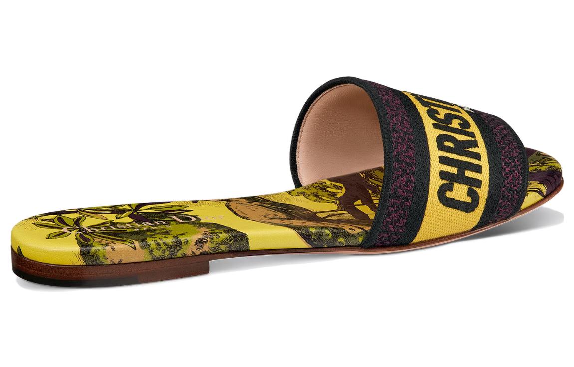 Shop (W) Dior Dway Selipar Kanvas Bersulam 'Kuning' KCQ209VOY_S50H