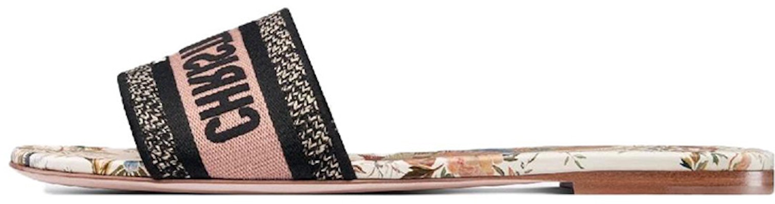 (Women) Dior Dway Embroidered Cotton Slide 'Black Beige' KCQ209JHR_S43L Buy (Women) Dior Dway Embroidered Cotton Slide 'Black Beige' KCQ209JHR_S43L