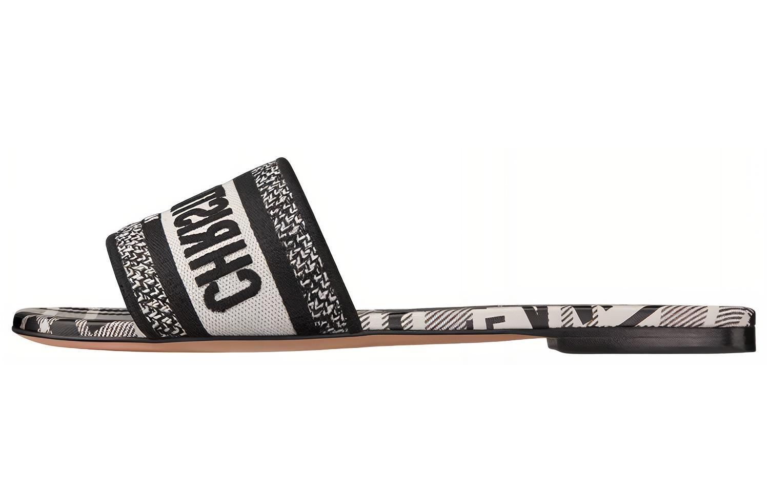 Buy DIOR 迪奧 Dway 刺繡棉拖鞋 女款 黑色