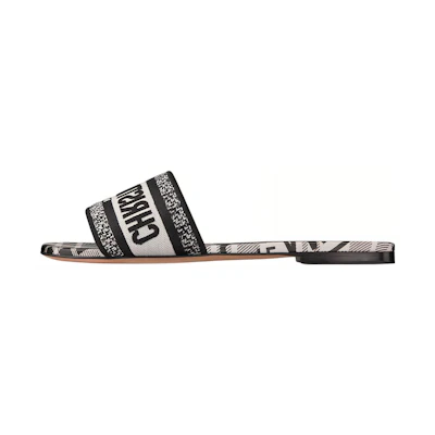 (W) Dior Dway Embroidered Cotton Slide 'Black'